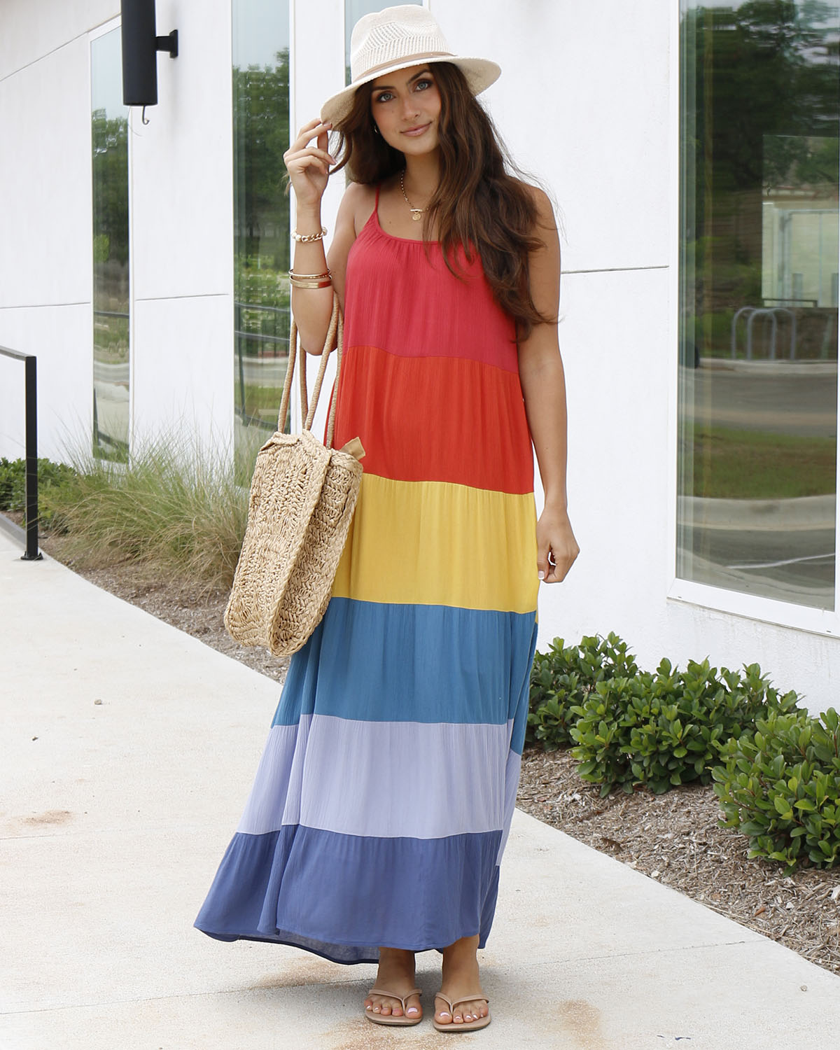 color block maxi dress